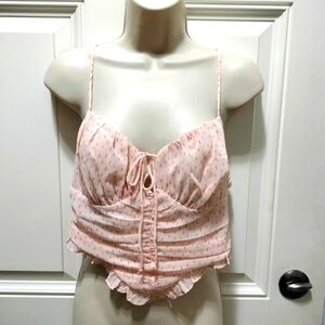 Cotton Candy Blush Camisole with Ruffle Accents Size M